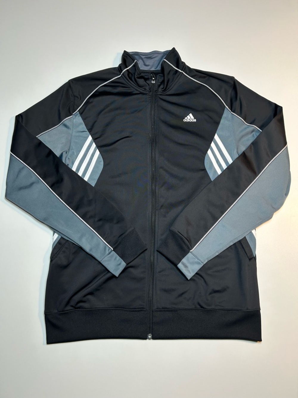 Adidas Men's Colorblock 3-Stripe Full Zip Training Track Jacket Black Grey